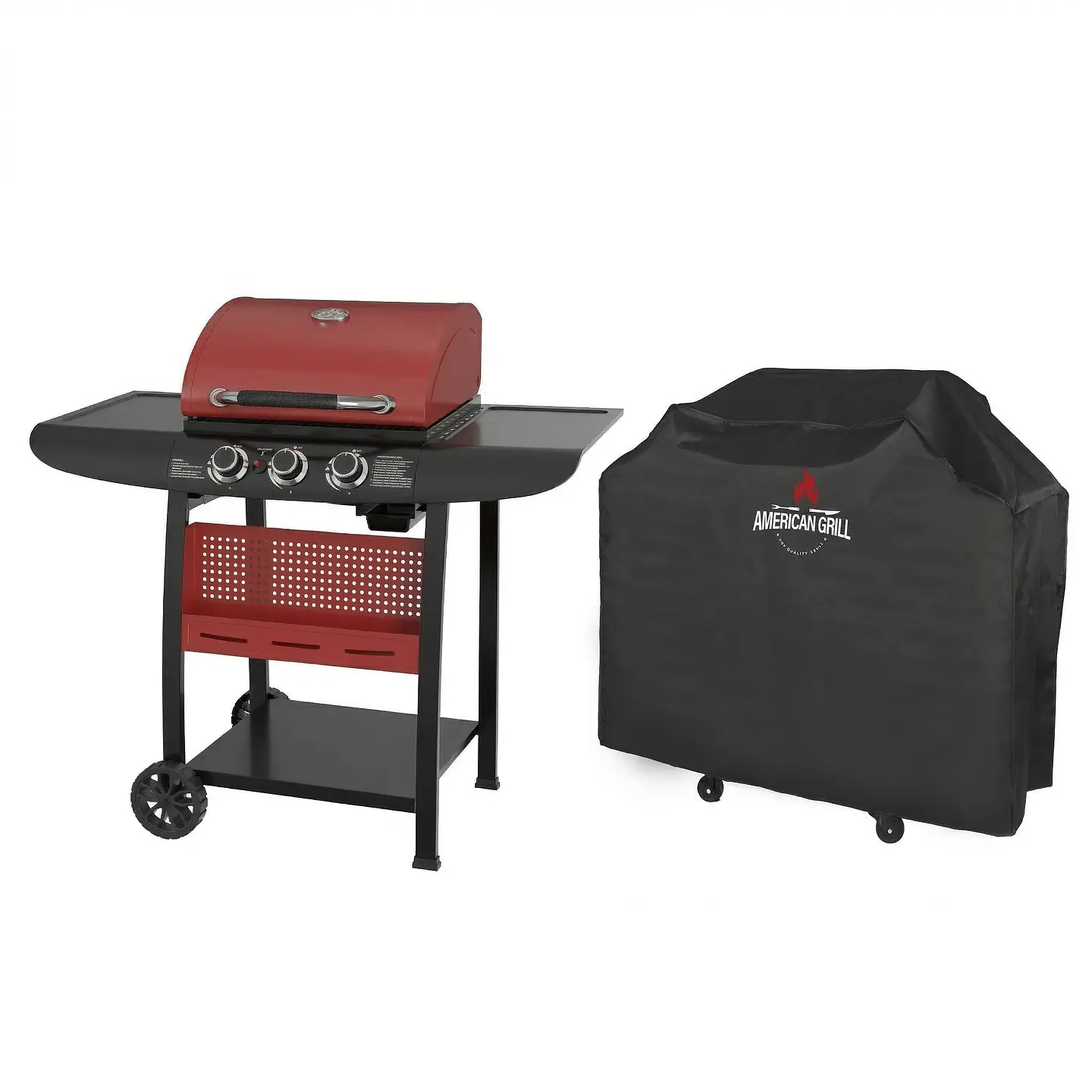Set Parrilla a Gas 3 Quemadores Kansas Red + Funda S 1