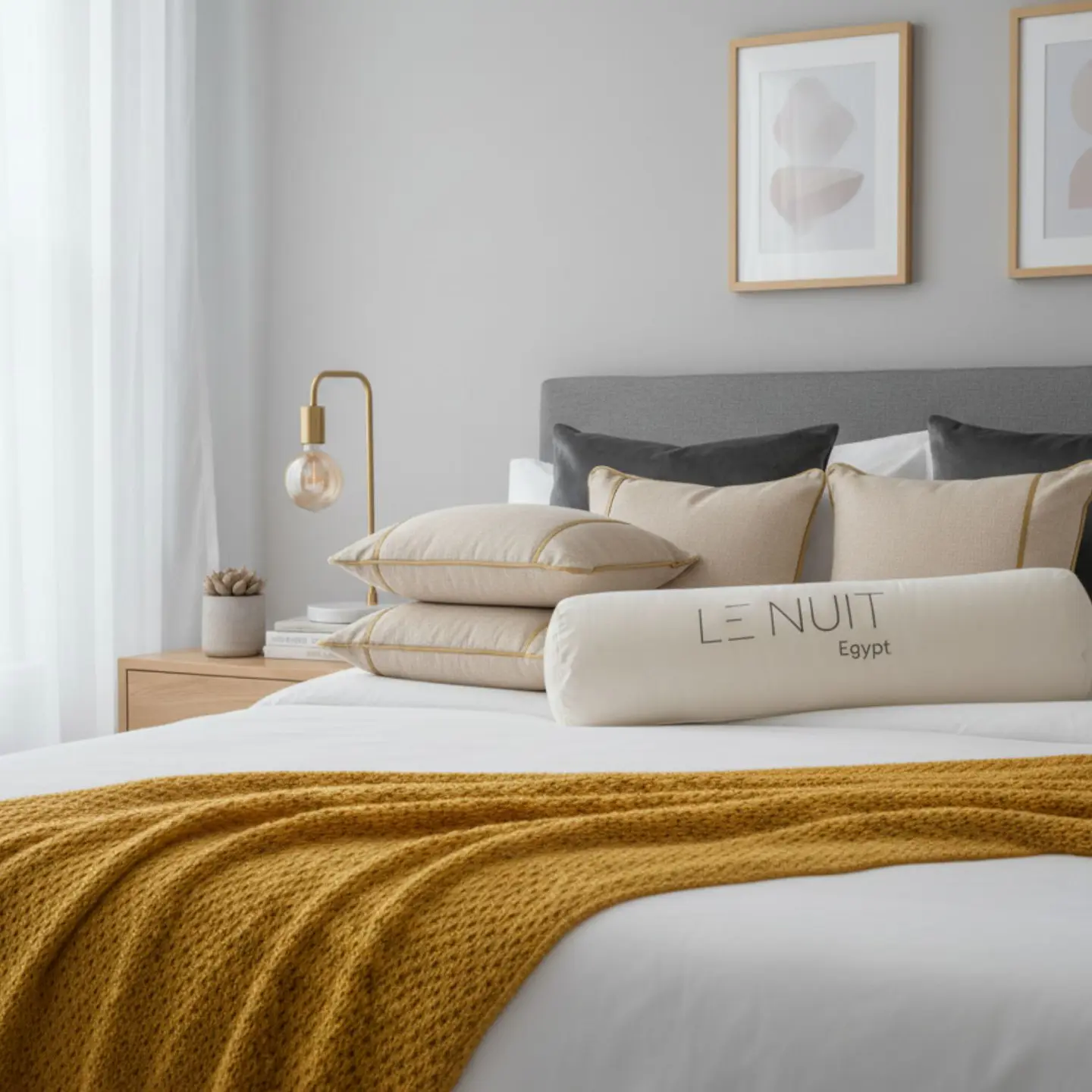 Almohada Tubulares 450 Gr Tela 300 Hilos Algodón Egipcio 30x60 cm Blanco 3