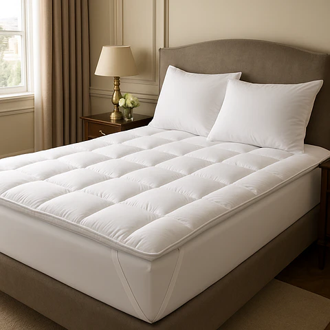 Topper 2 Plazas Algodón Egipcio 300 Hilos Liso Blanco