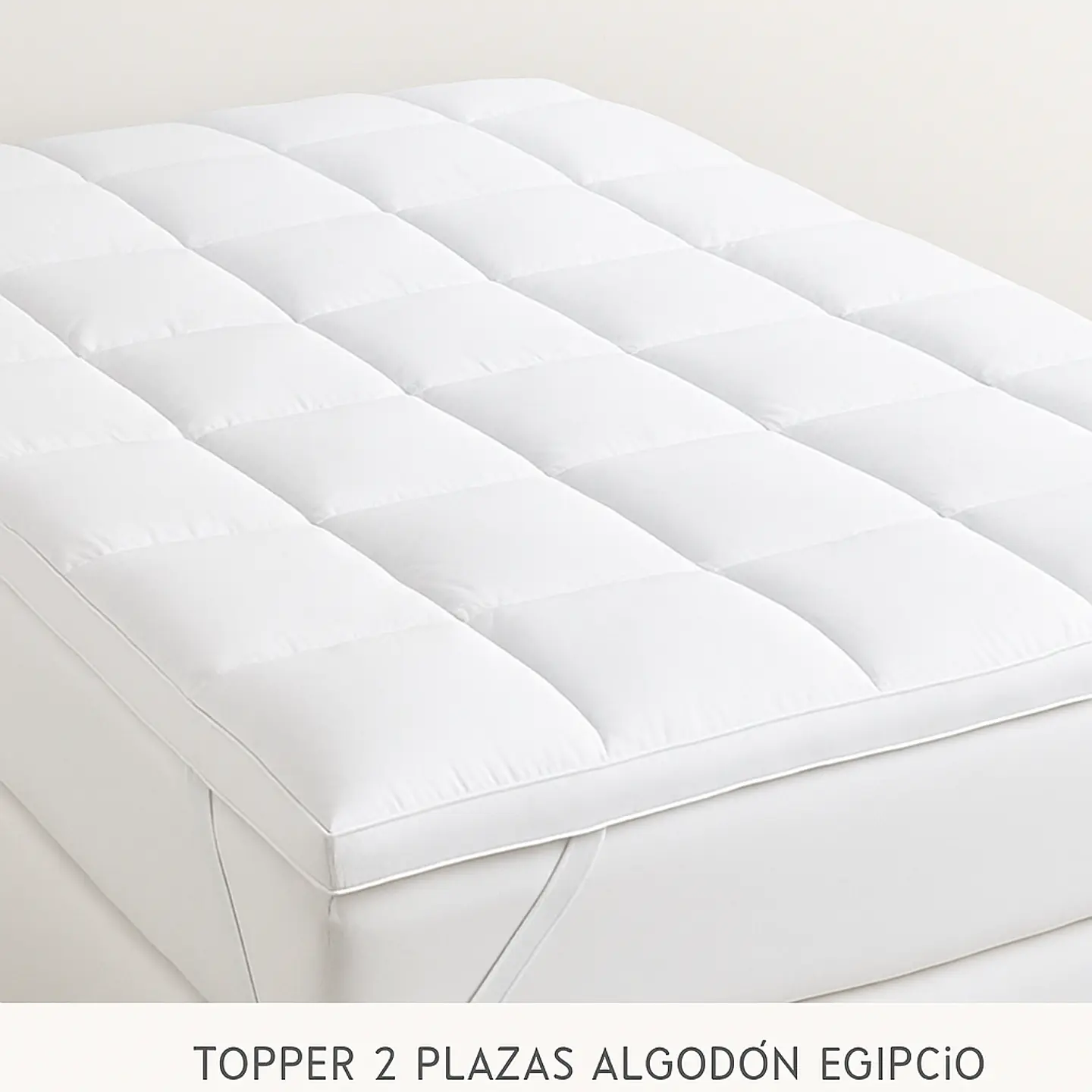 Topper 2 Plazas Algodón Egipcio 300 Hilos Liso Blanco 2