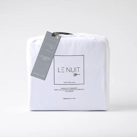 Sábanas 150 Hilos  Algodón Peruano  Percale Liso Blanco 2 Plazas