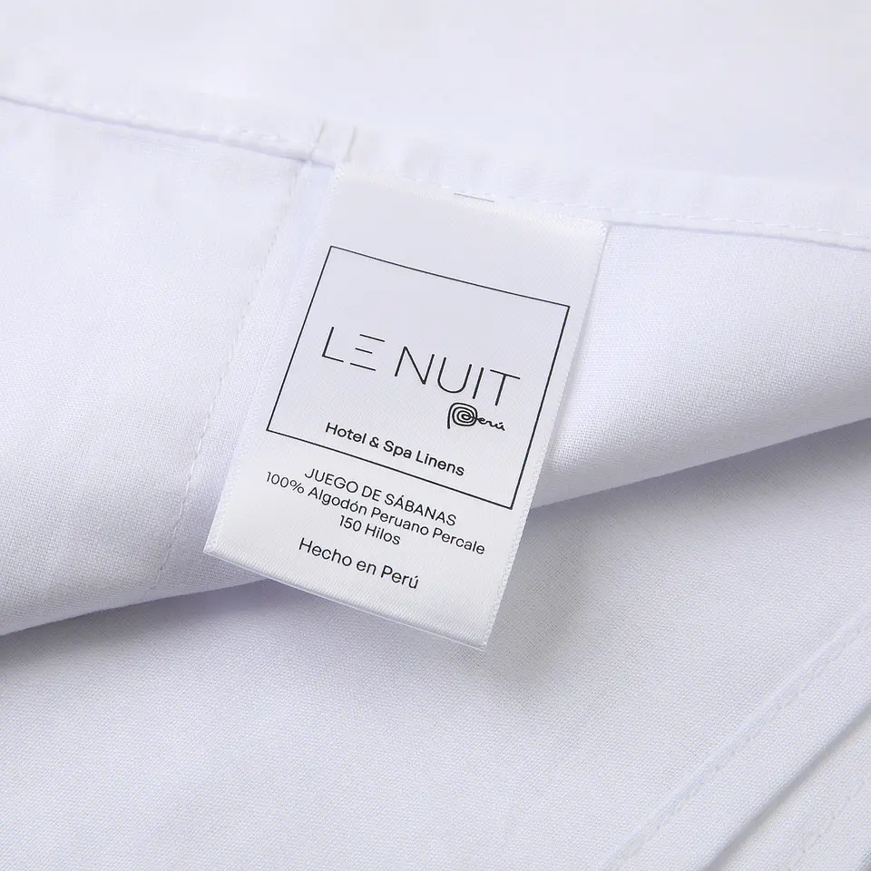 Sábanas 150 Hilos  Algodón Peruano  Percale Liso Blanco 2 Plazas 3