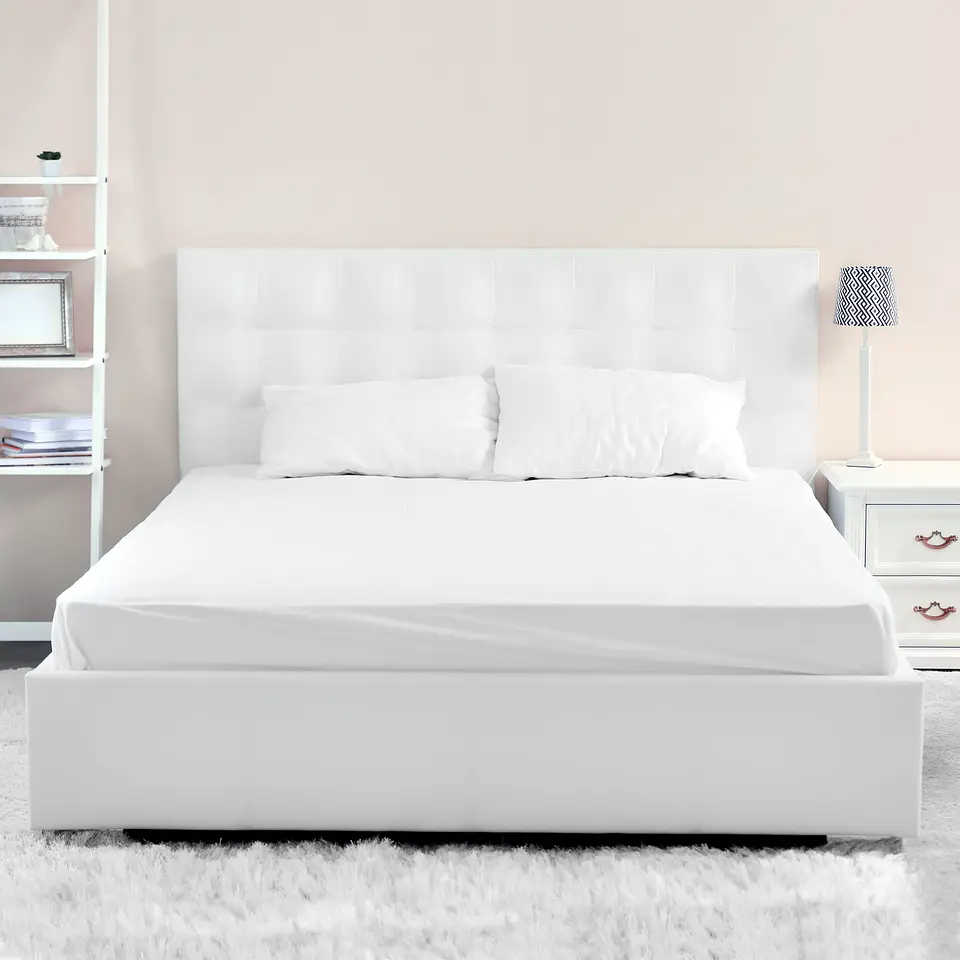 Sábanas 2 Plazas Algodón Pima Peruano 300 Hilos Percale Liso Blanco 10