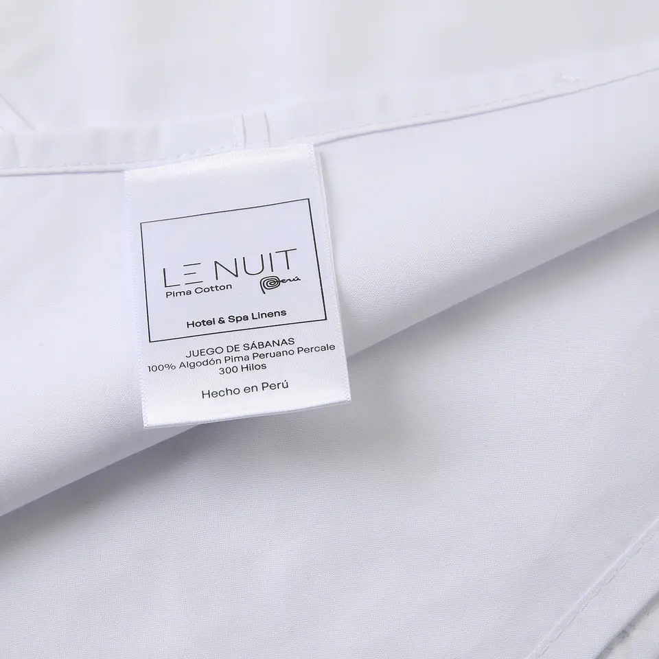 2 Sábanas King 300 Hilos Algodón Pima Peruano Percale Liso Blanco 2