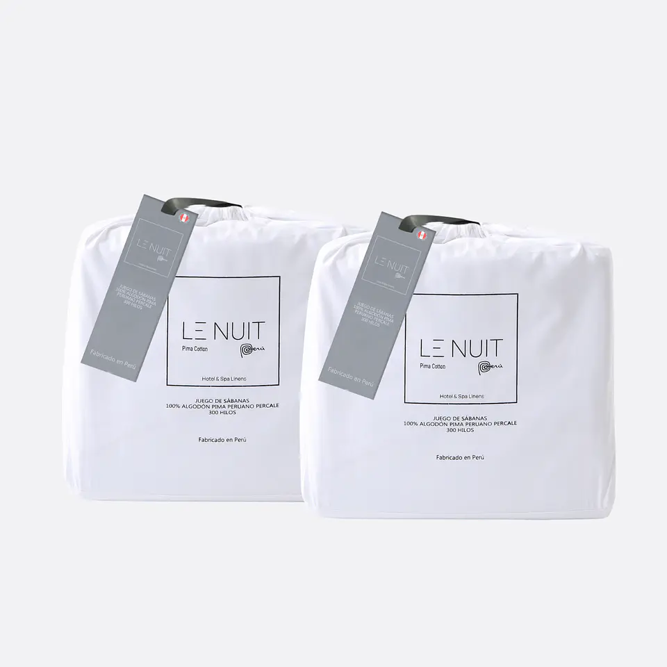 2 Sábanas 300 Hilos Algodón Pima Peruano Percale Liso Blanco 2 Pl 1