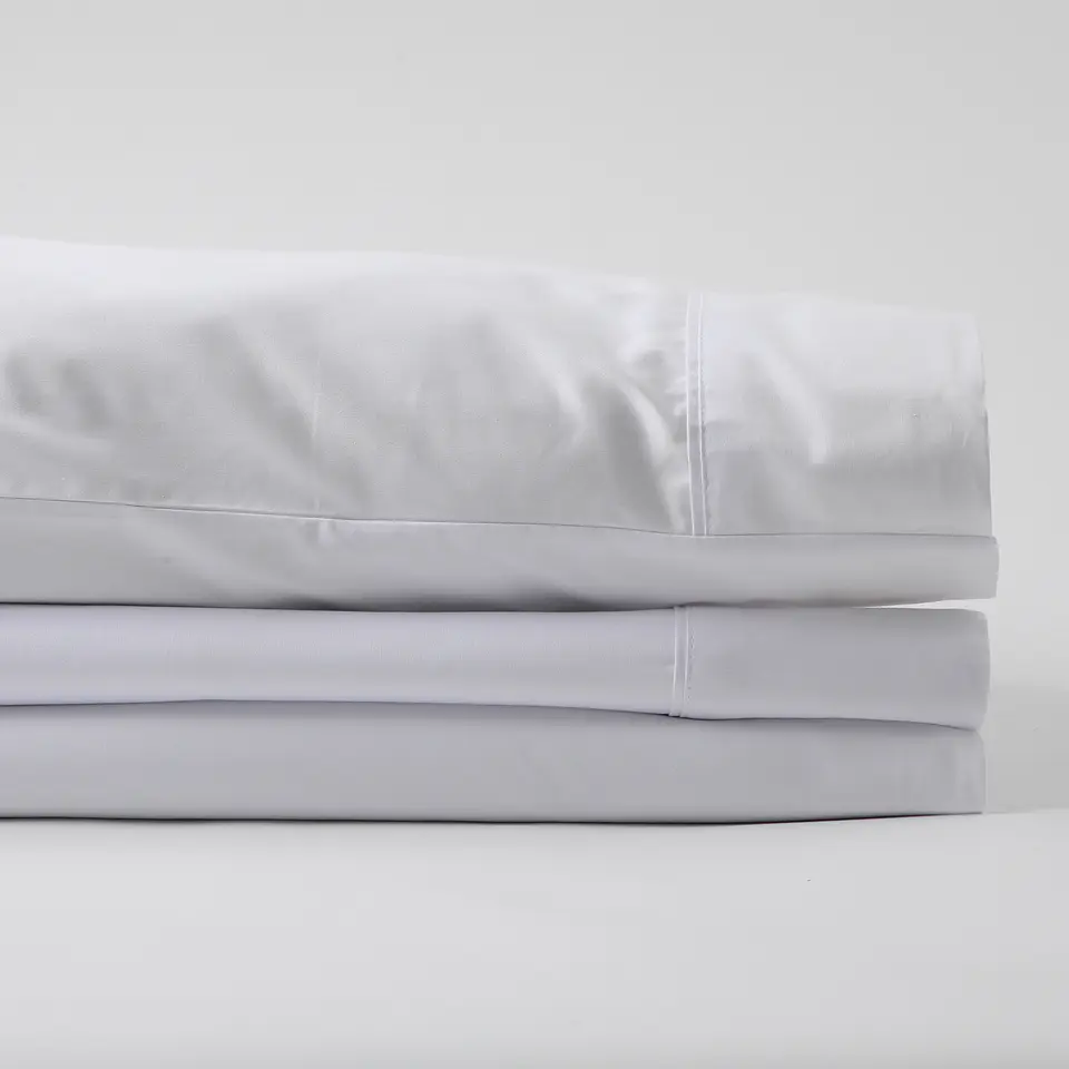 2 Sábanas King 600 Hilos Algodón Pima Peruano Sateen Liso Blanco 5