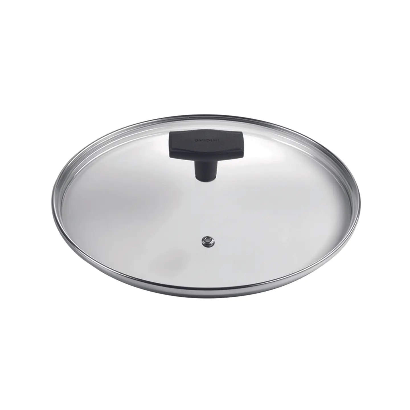 Tapa Vidrio Templado Borde Acero Inox c/Agujero de Vapor 28cm 2