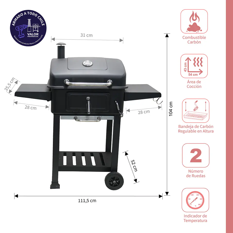 Parrilla a Carbón Chicago Black 3