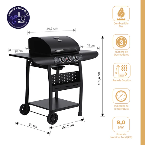 Parrilla a Gas Kansas 3B Black
