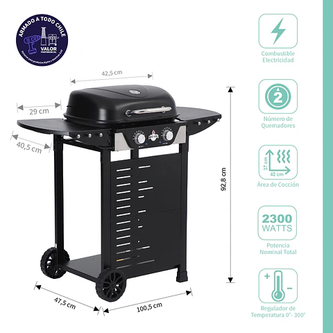 Parrilla Electrica 2 Tubos Calefactores Manhattan Black
