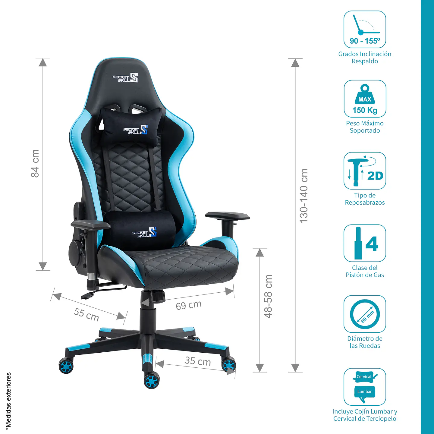 Silla Gamer Shooter Negro /Azul 2