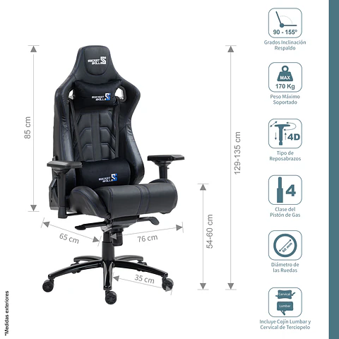 Silla Gamer Black Wolf Negro /Negro