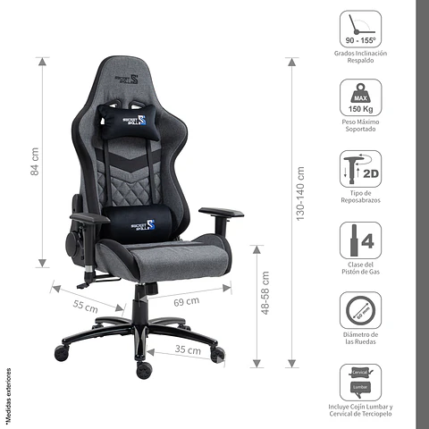 Silla Gamer Spy Gris/Negro
