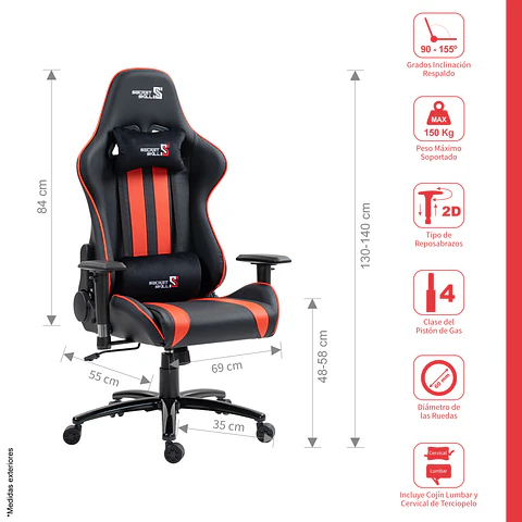 Silla Gamer Runner Negro/Rojo