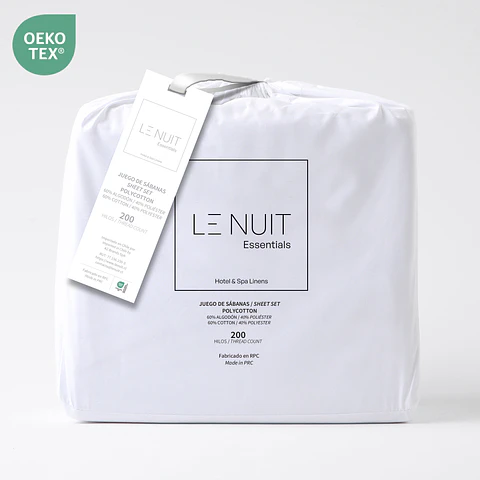 Sábanas King Polycotton 200 Hilos Essentials Liso Blanco