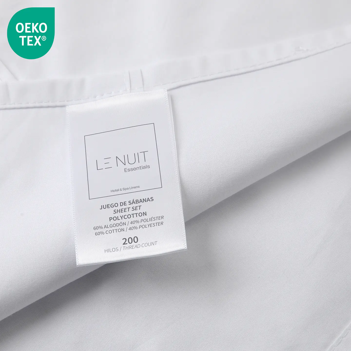 Sábanas King Polycotton 200 Hilos Essentials Liso Blanco 4
