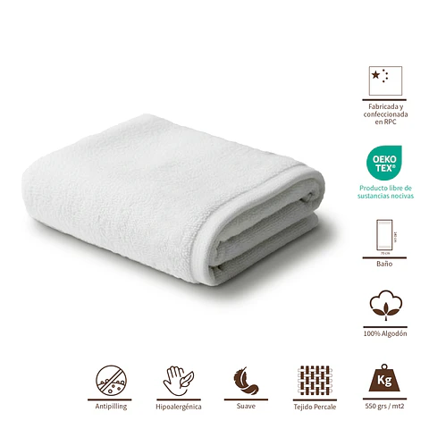 Toalla de Baño 550 grs/mt2 100% Algodón Essentials Blanca