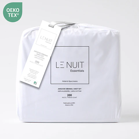 Sábanas 1,5 Plazas 100% Algodón 200 Hilos Essentials Liso Blanco