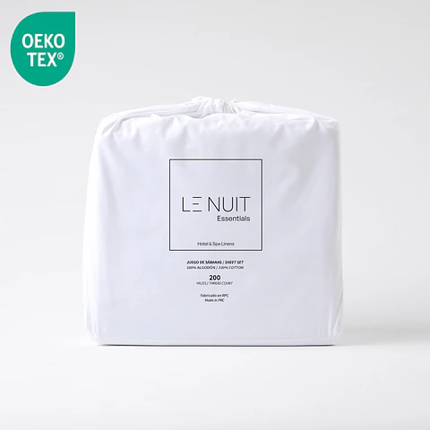 Sábanas 1 Plaza 100% Algodón 200 Hilos Essentials Liso Blanco