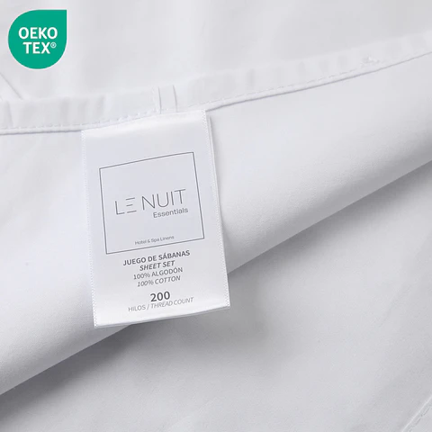 2 Sábanas King 100% Algodón 200 Hilos Essentials Liso Blanco