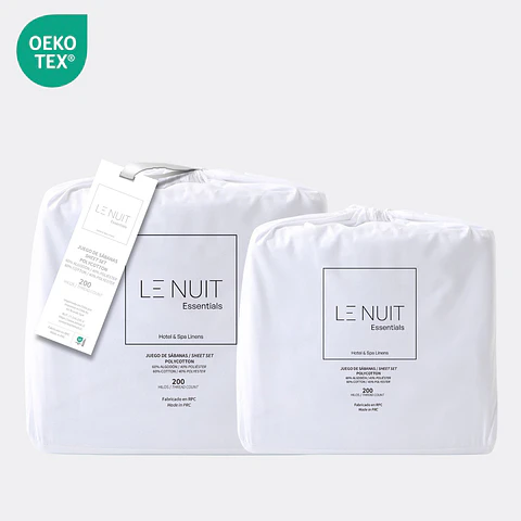 2 Sábanas King Polycotton 200 Hilos Essentials Liso Blanco