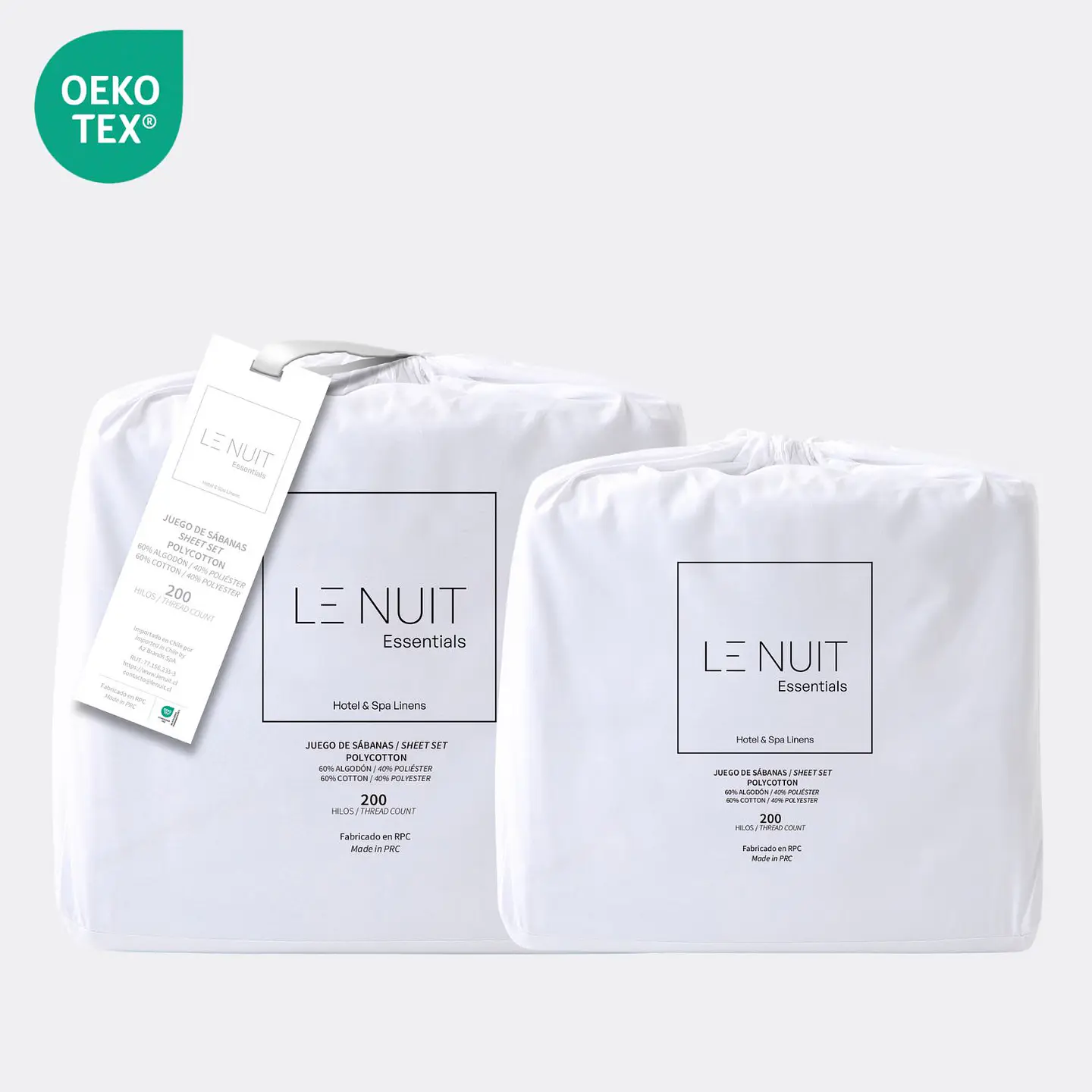 2 Sábanas King Polycotton 200 Hilos Essentials Liso Blanco 1