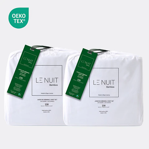 2 Sábanas 1 Plaza 100% Bambú 230 Hilos Essentials Liso Blanco