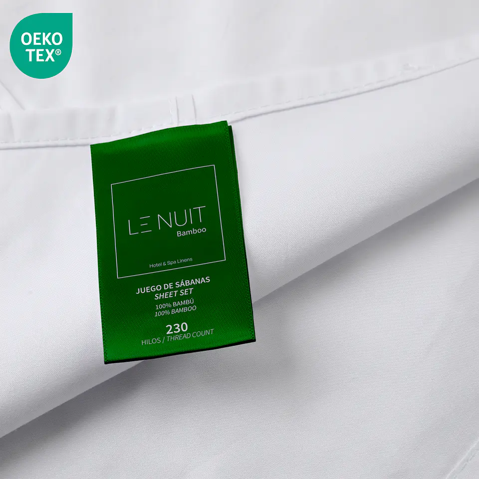 2 Sábanas 2 Plazas 100% Bambú 230 Hilos Essentials Liso Blanco 4