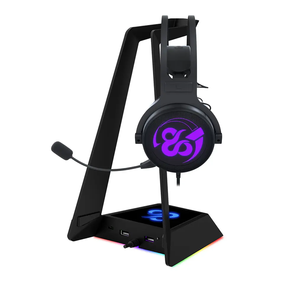 Pack Soporte Auriculares RGB Raksha + Audifono RGB 7.1 Kimera 4