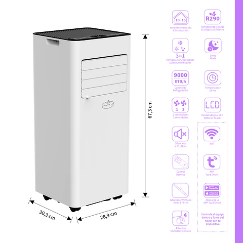 Aire Acondicionado Portátil Wifi 9000 BTU ꓘÖLD 9wf ES White