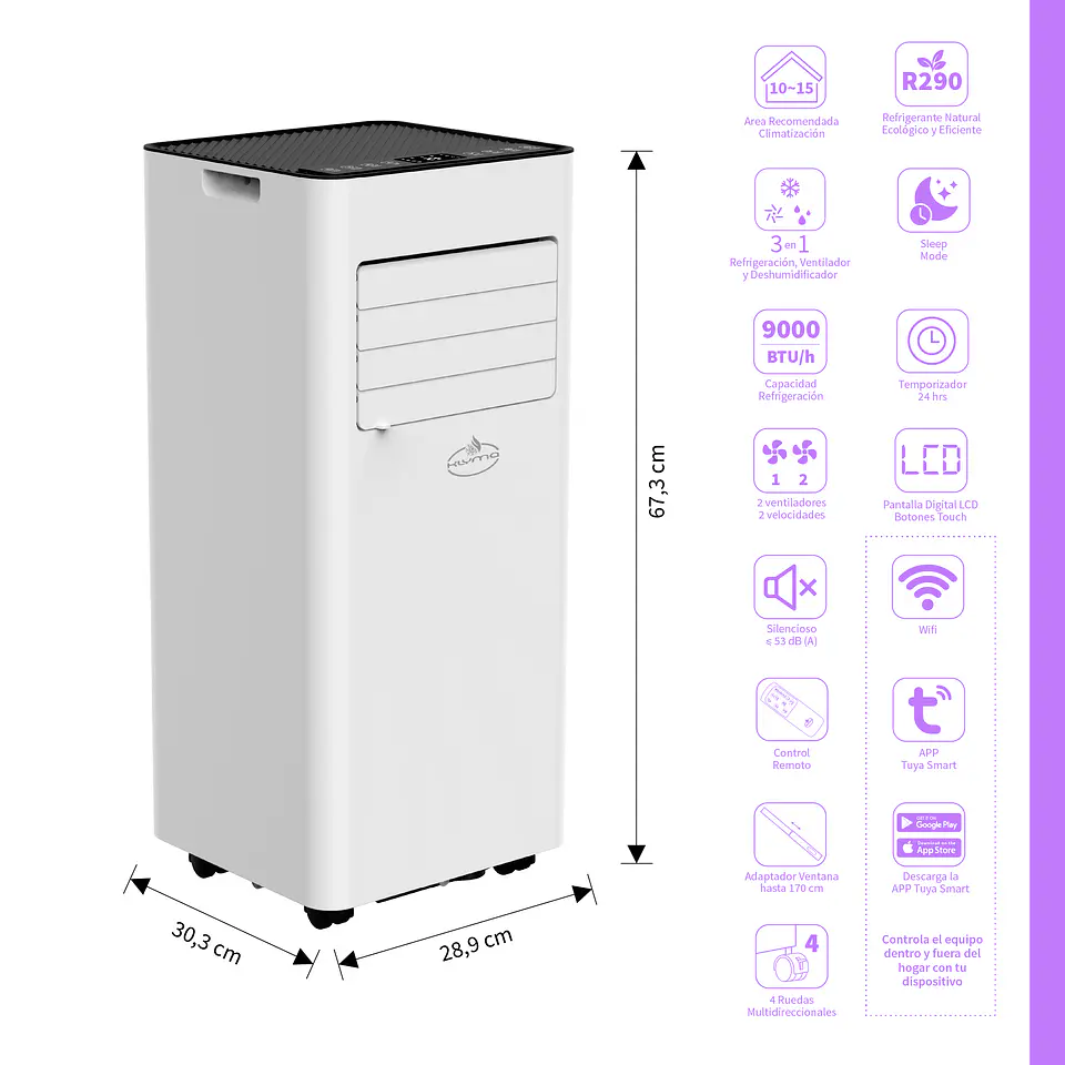 Aire Acondicionado Portátil Wifi 9000 BTU ꓘÖLD 9wf ES White 2