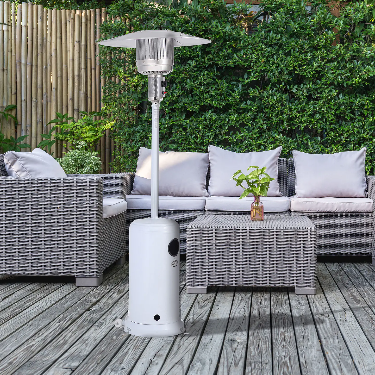 Estufa a Gas Exterior SETAX White + Funda Terraza Patio Jardín 8
