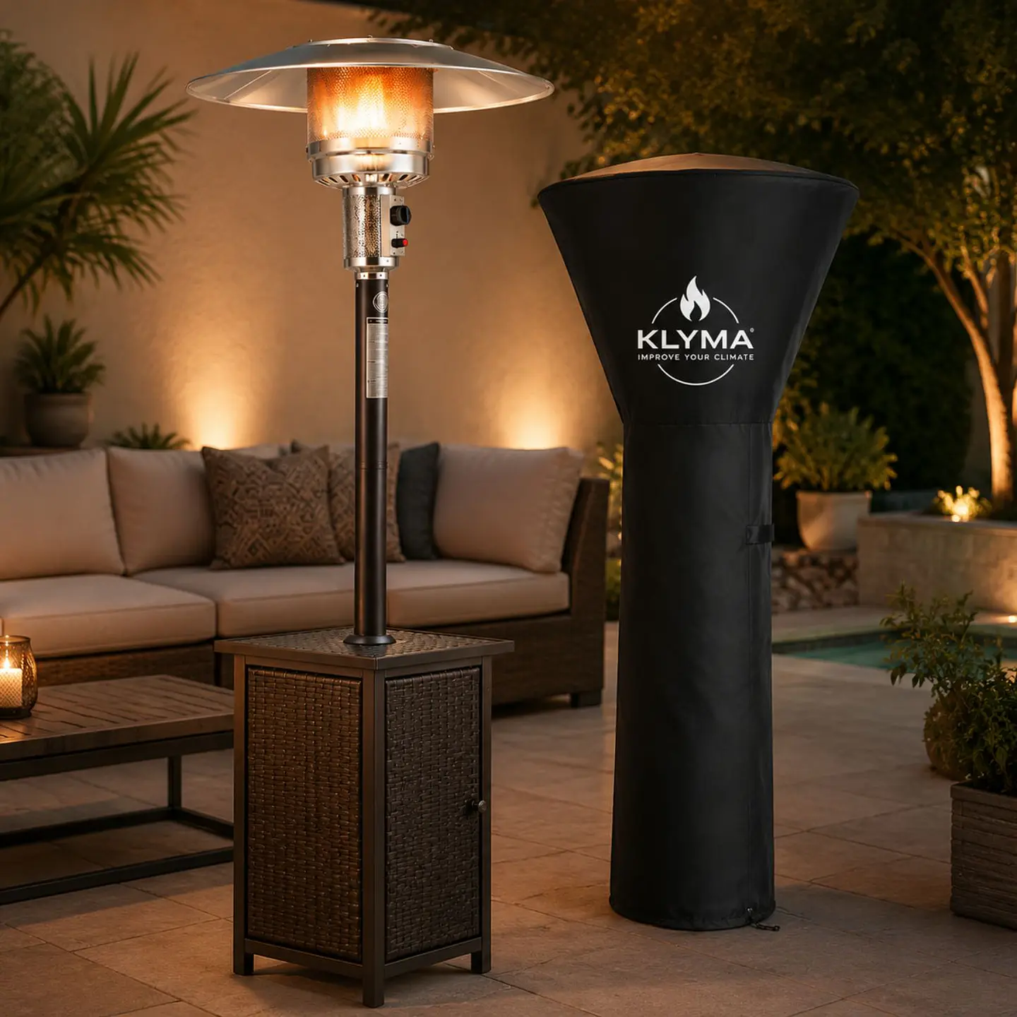 Estufa a Gas Exterior SETAX Rattan + Funda Terraza Patio Jardín 10