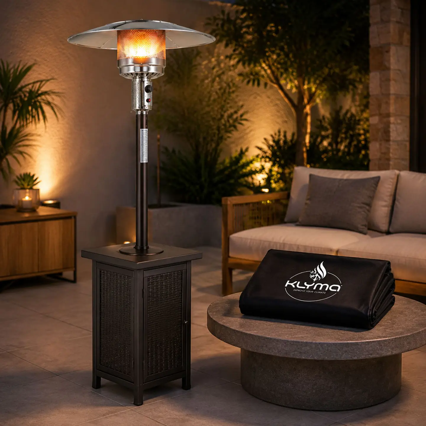 Estufa a Gas Exterior SETAX Rattan + Funda Terraza Patio Jardín 11