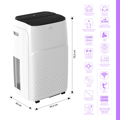 Aire Acondicionado Portátil Wifi 12000 BTU ꓘÖLD 12wf ES White
