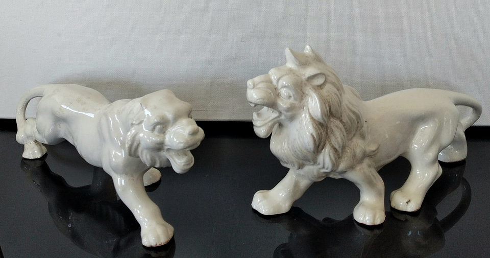 Casal de leões - faiança  1