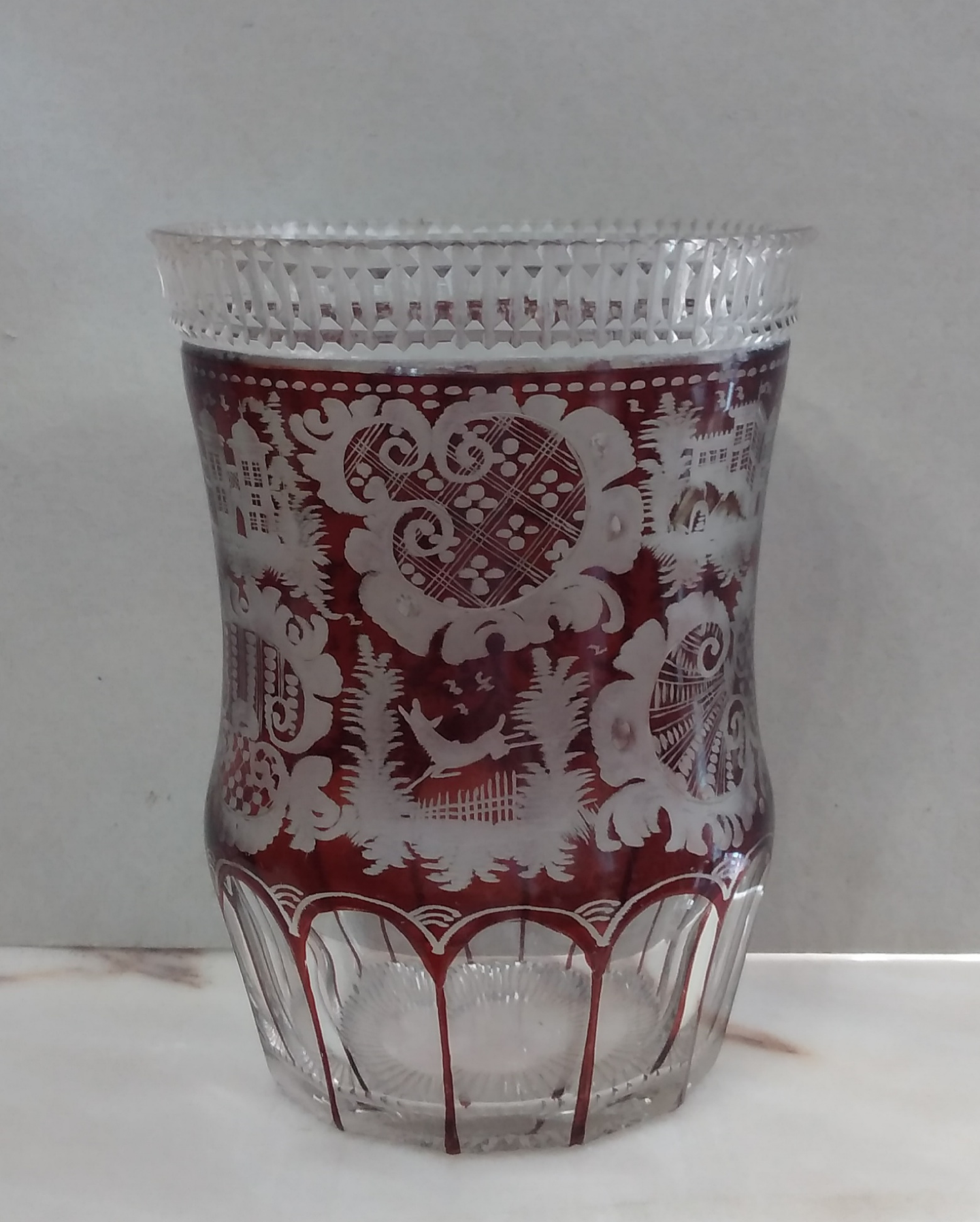 Vaso em cristal rubi overlay  2