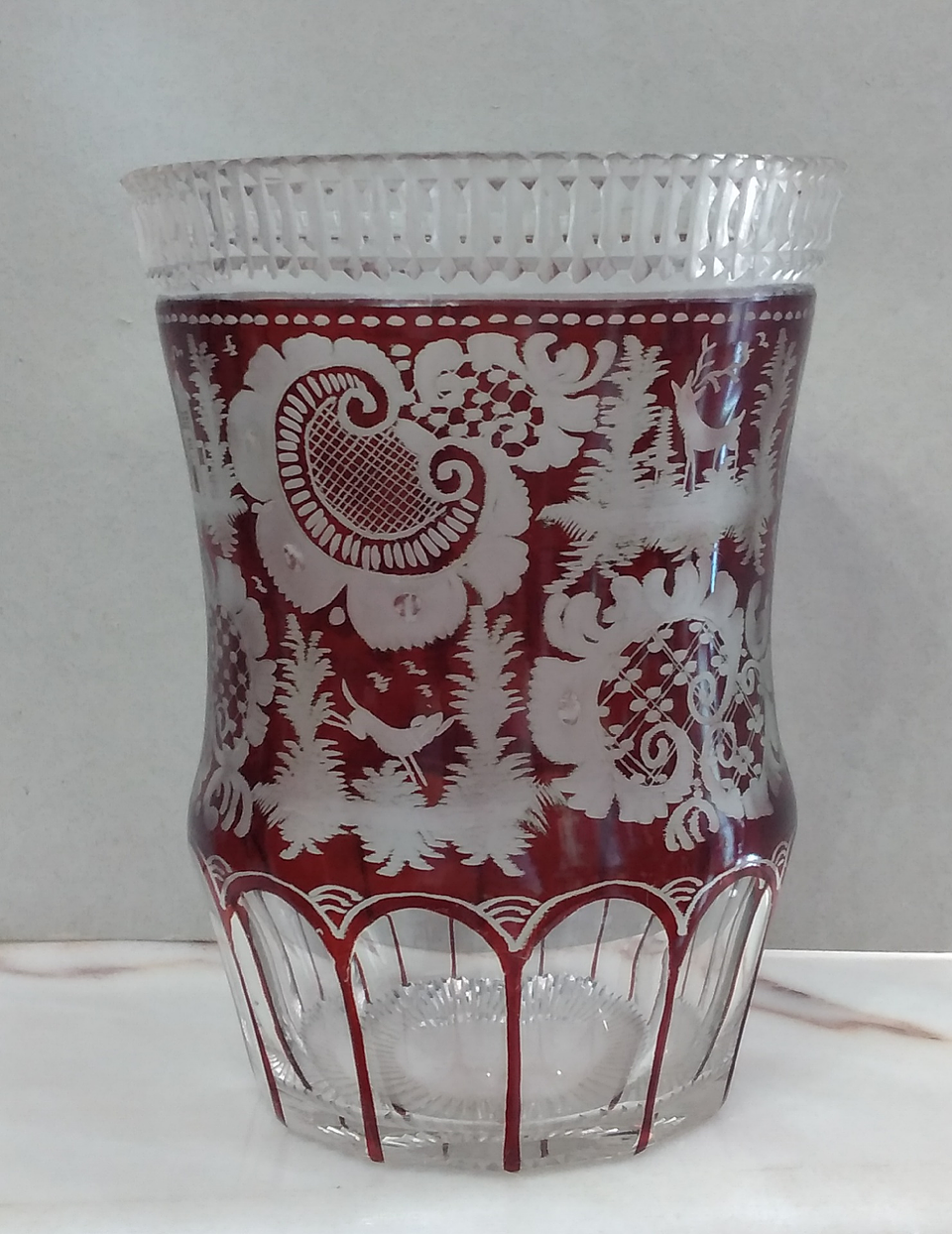 Vaso em cristal rubi overlay  4