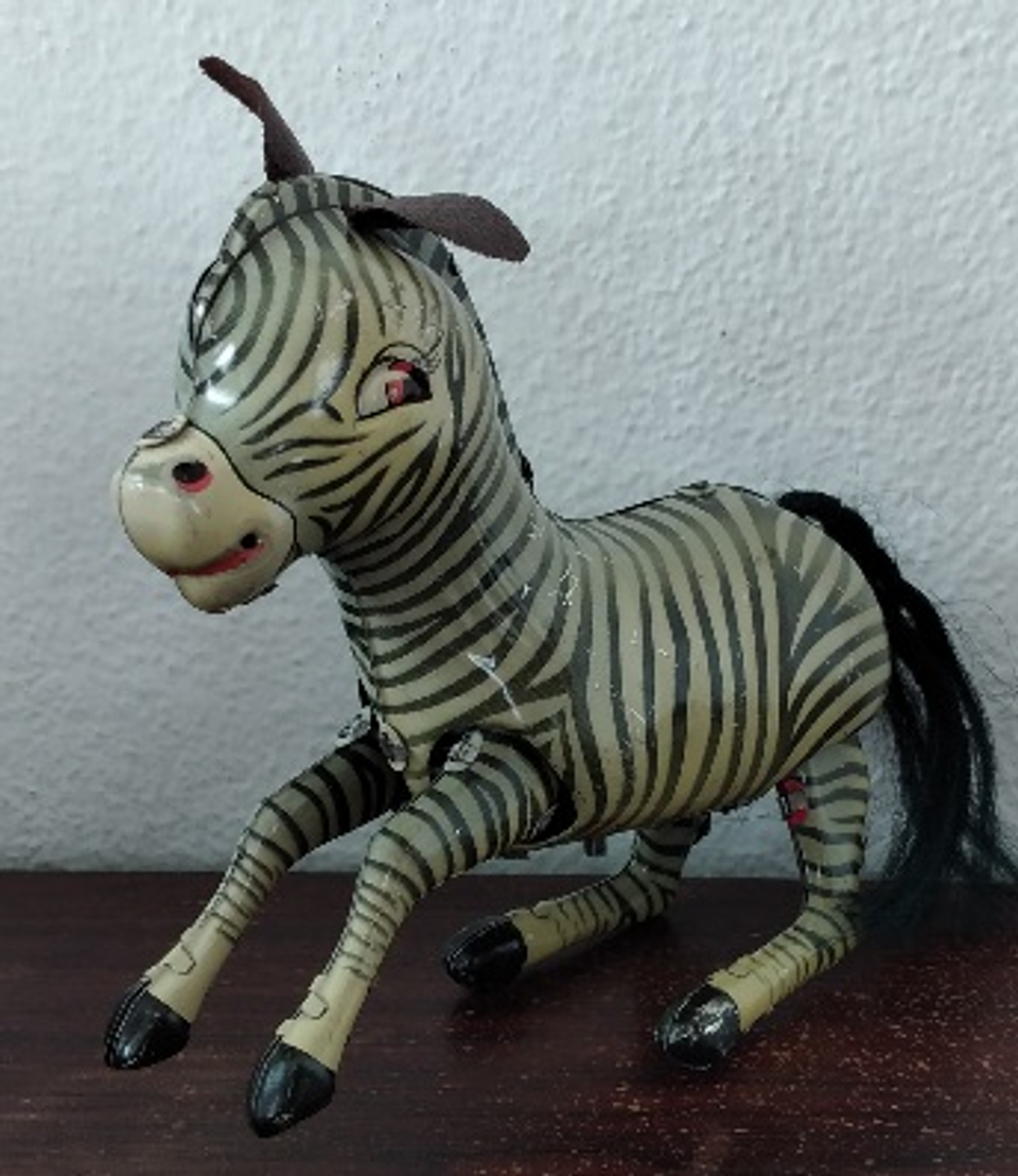 Brinquedo, zebra em lata 1