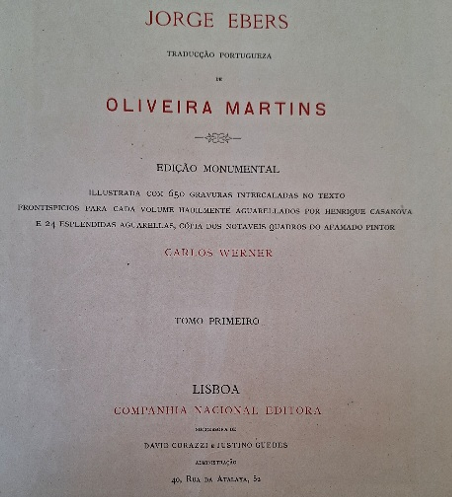 Livros - Egypto, Jorge Ebers. Oliveira Martins, edição Monumental  5