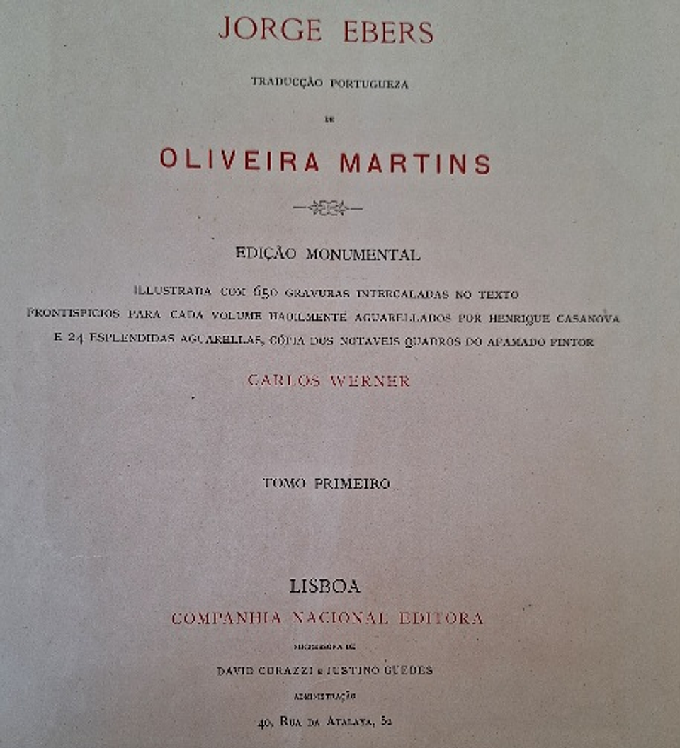 Livros - Egypto, Jorge Ebers. Oliveira Martins, edição Monumental  5