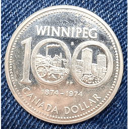 Moeda 1 dollar canadense,  100° aniversário Winnipeg