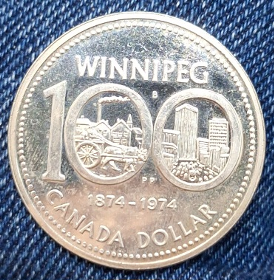 Moeda 1 dollar canadense,  100° aniversário Winnipeg 1