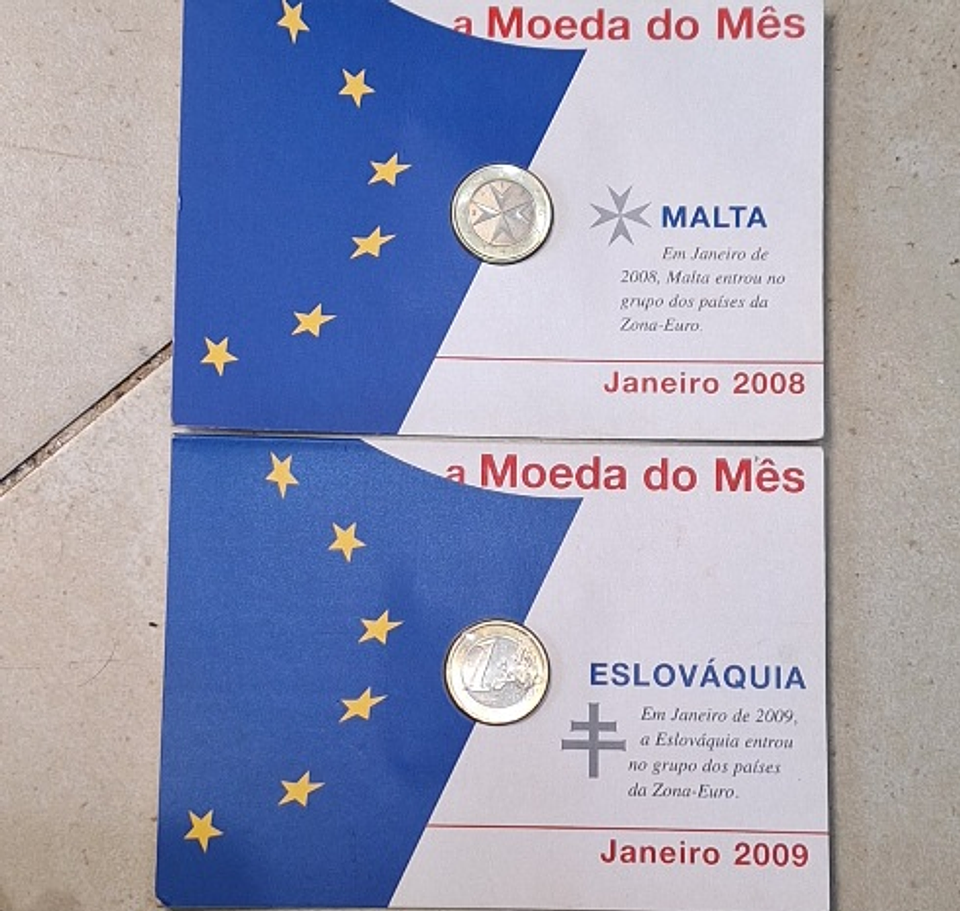Moeda de 1 euro de Malta e Eslováquia  1