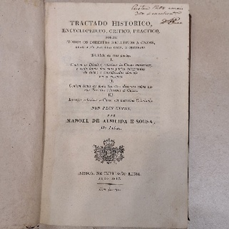 Livro, Tractado Histórico, De Lobão,  1817 1