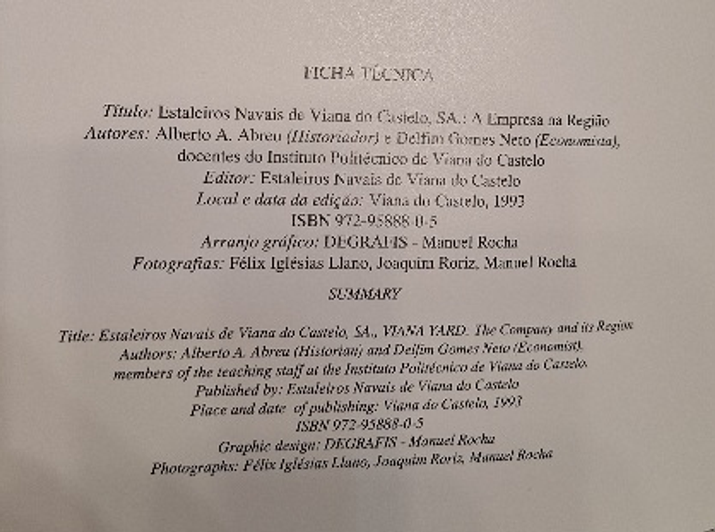 Livro,  Estaleiros Navais de Viana do Castelo,  SA a Empresa na Região  2
