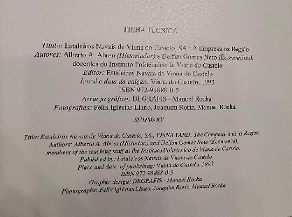 Livro,  Estaleiros Navais de Viana do Castelo,  SA a Empresa na Região  2