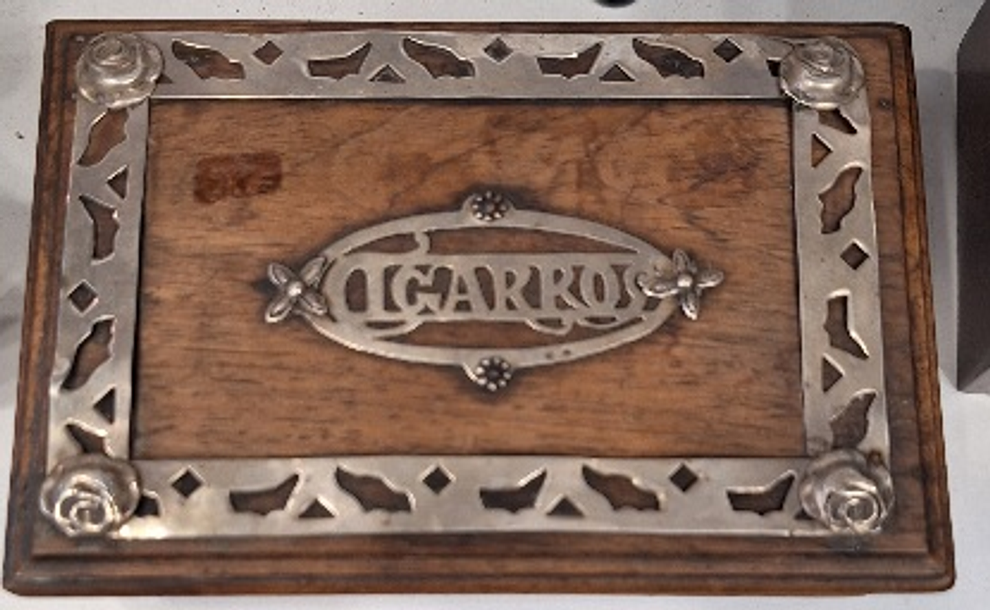 Caixa Cigarreira, madeira com prata de lei  3