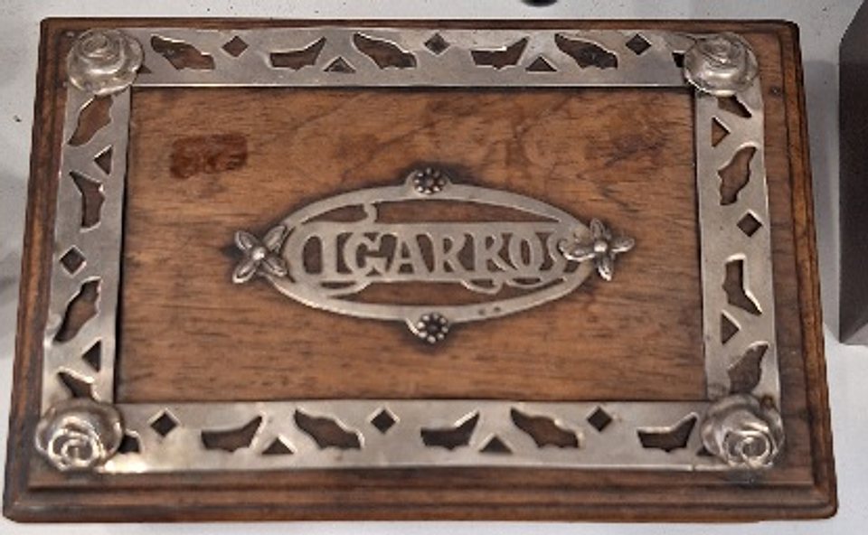 Caixa Cigarreira, madeira com prata de lei  3
