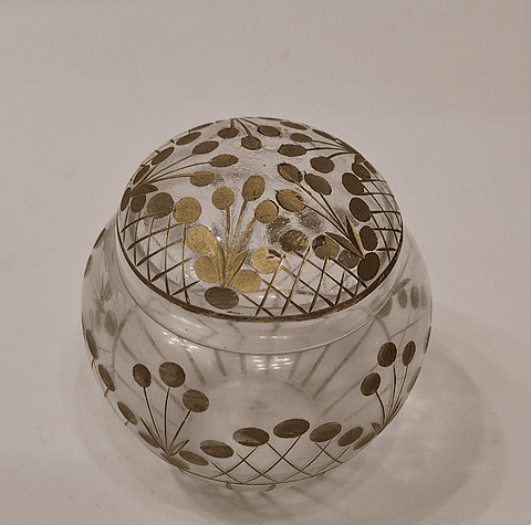 púcaro de toilette em vidro com tampa 